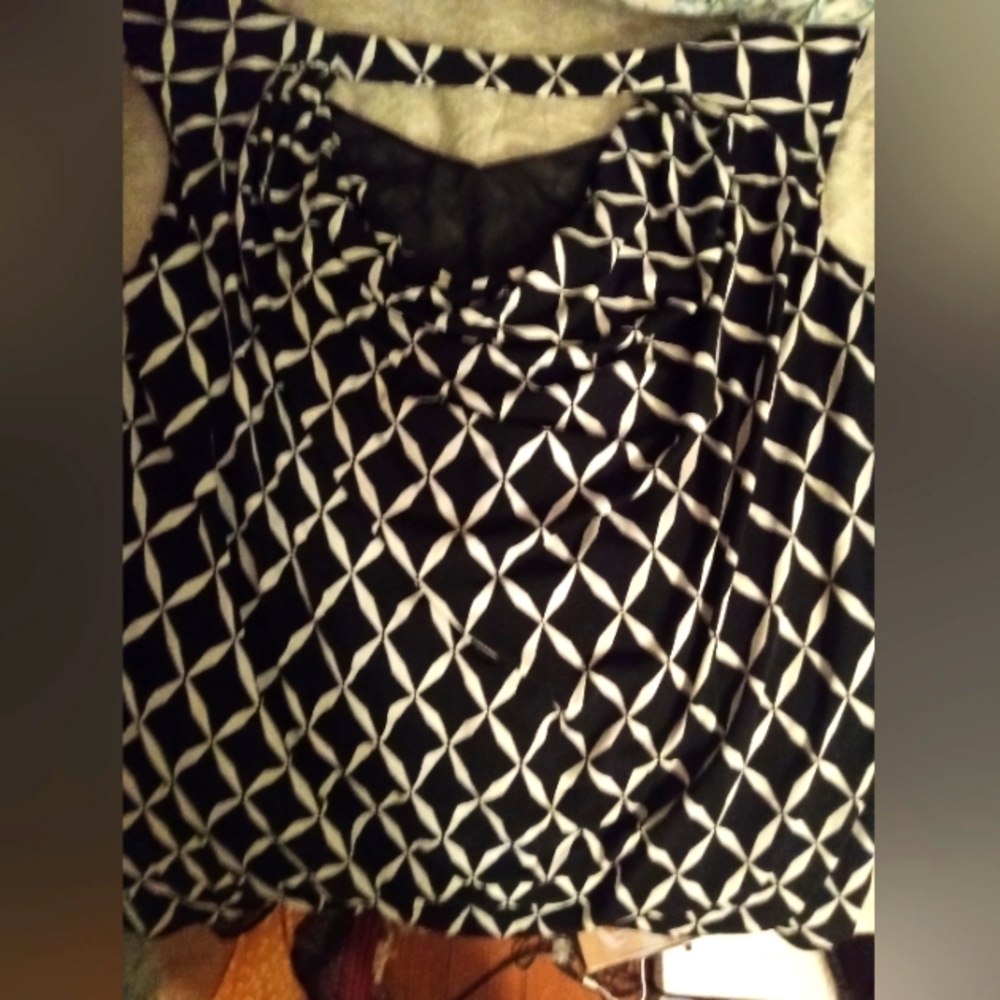 Stylish Black and White Women's Top, Whbm, Large